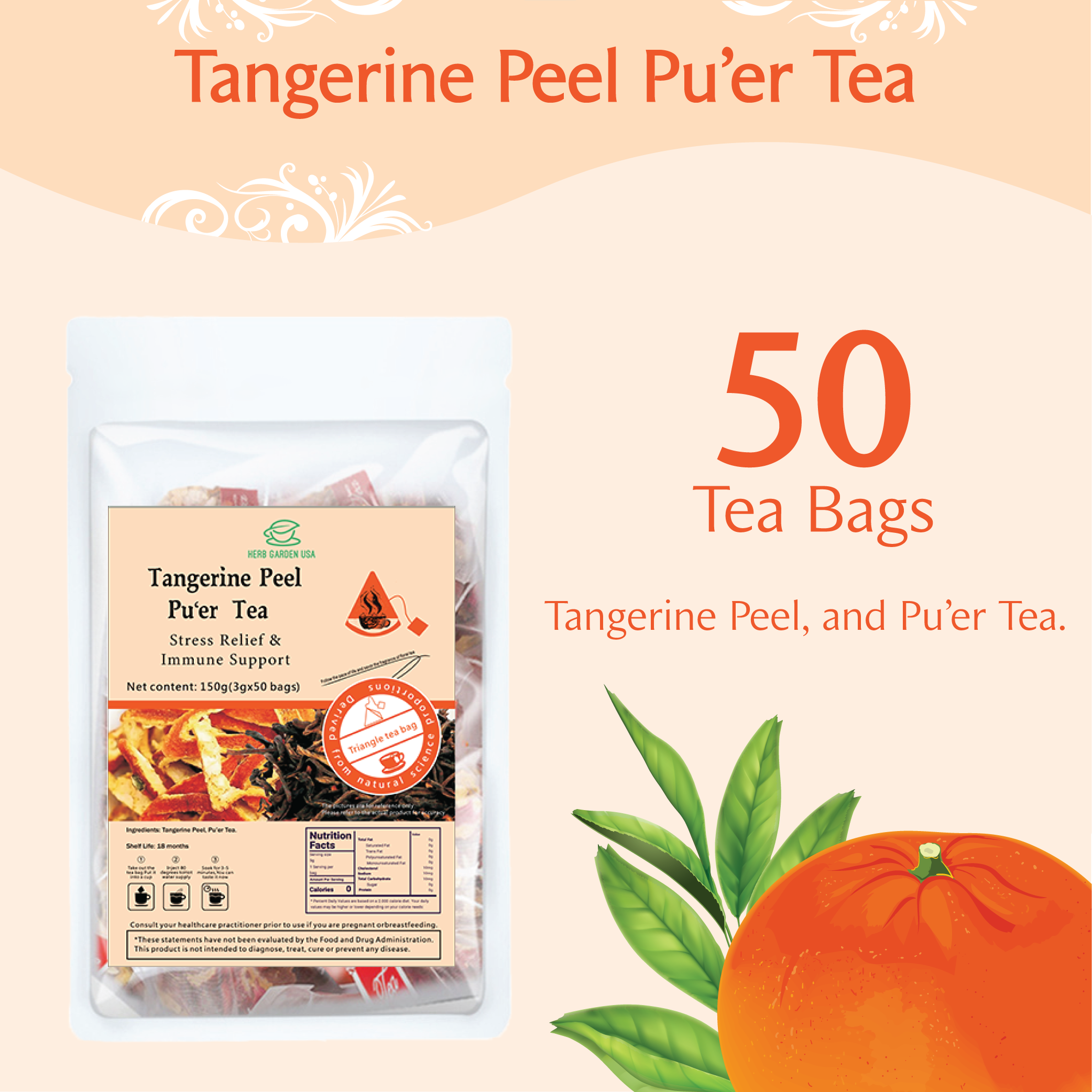 Loose Leaf Herbal Fruit Flower Tea Beverage - Honeysuckle Chrysanthemum Tea & Lemon Iced Tea & Ginger & Tangerine Peel Pu’er Tea - 125 teabags (22.9oz) -  Immune, Vitamin C, 100% Natural Material