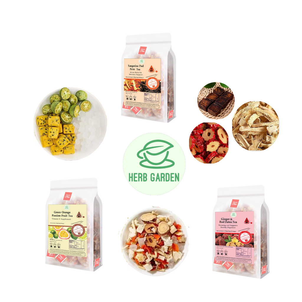 Loose Leaf Herbal Fruit Flower Tea Beverage - Tangerine Peel Pu’er Tea & Green Orange Passion Fruit Tea & Ginger & Red Dates Tea - 100 teabags (22.9oz) - Skin Detox, Menstrual, Immune, Caffeinated, Vitamin C, 100% Natural Material