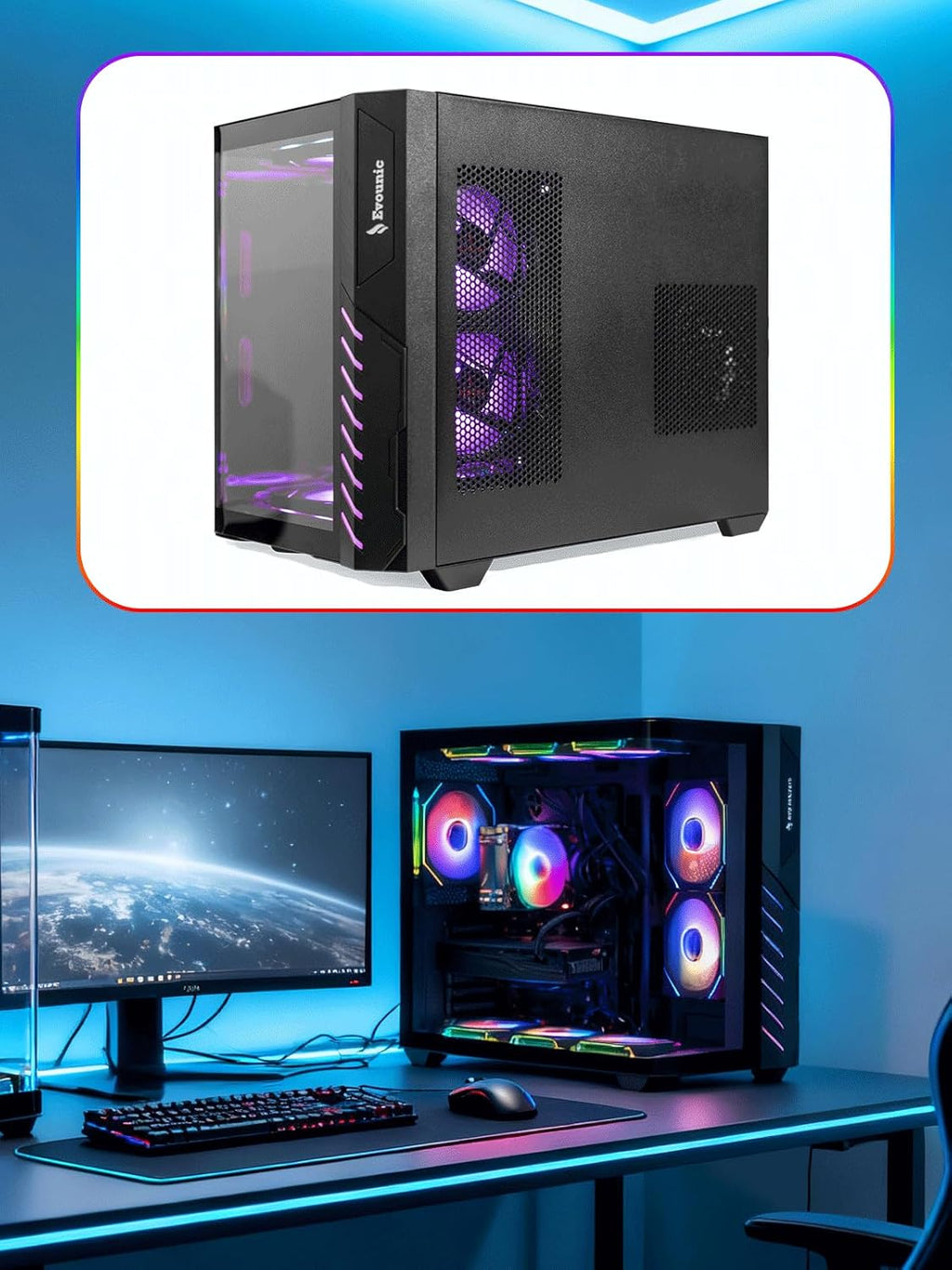 Gaming PC Desktop – i7 11th GEN up to 4.9 GHz 16-Threads, RTX 2070 8GB, 32GB DDR4 RAM, 1TB NVMe SSD, Wi-Fi 6 & BT 5.4, 9× ARGB Cooling Fans, Win11 Pro, 650W PSU, High-Performance Gaming Tower