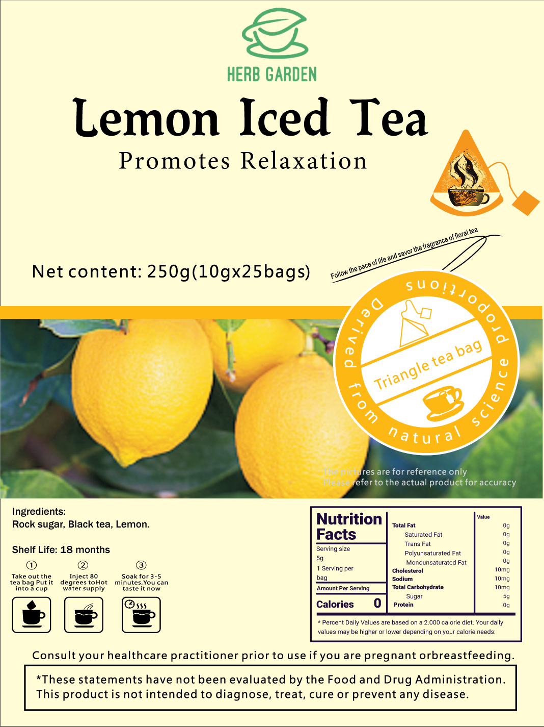 Lemon Iced Tea 250g (10g x 25 bags)x 2 packages