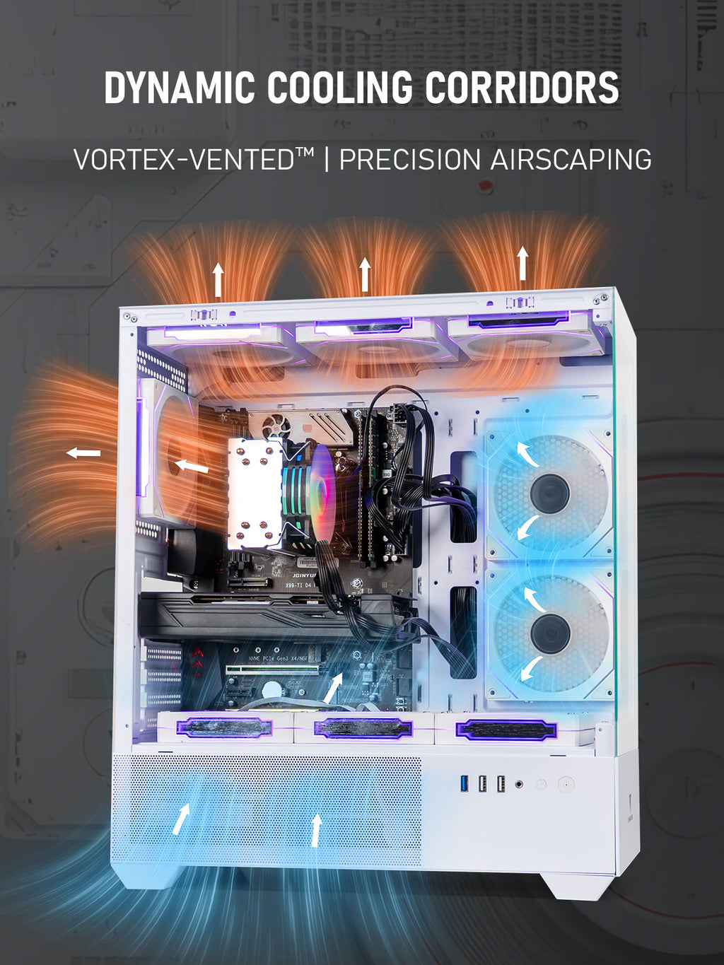 ARGB Gaming PC Computer Desktop – i7 Xeon E5 3.20GHz, GeForce GTX 1080, 16GB RAM, 512GB SSD + 1TB HDD, WiFi 6 & BT 5.4, 9× ARGB Fans, Windows 11, High-Performance Gaming Tower