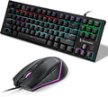 RGB Wired Gaming Mouse & Mechanical Keyboard Combo – 6400 DPI 7-Button Ergonomic Mouse with RGB Light Strip + 87 Keys TKL RGB Backlit Keyboard, USB Wired, Fast Response, Windows/Mac/Linux